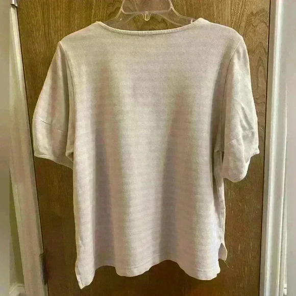 Ella Moss Connie Cloud Pink Stripe Women's Short Balloon Sleeve Shirt Size L - Picture 6 of 9